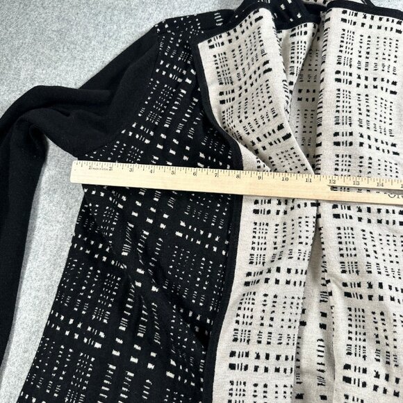 Ivanka Trump Womens Small Black Cream Open Front Cardigan Long Sleeve Abstract - Picture 7 of 16